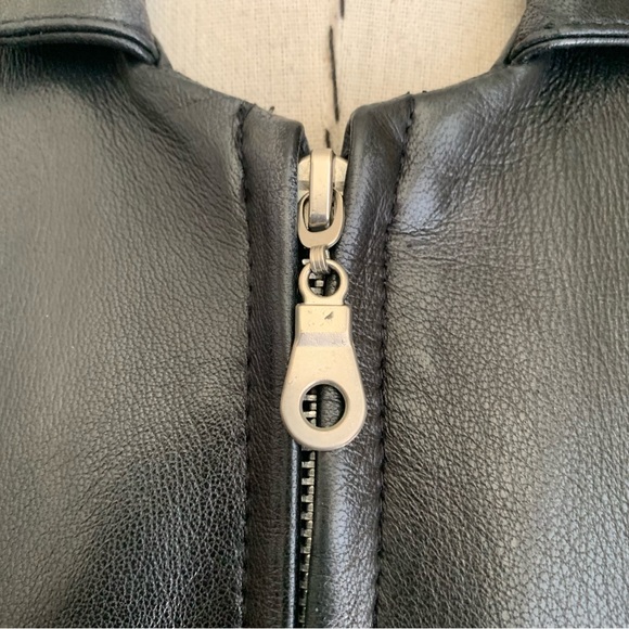 Vintage 90s Privilege Paris Black Leather Zip Up Jacket North Beach Goth Small - Picture 5 of 16